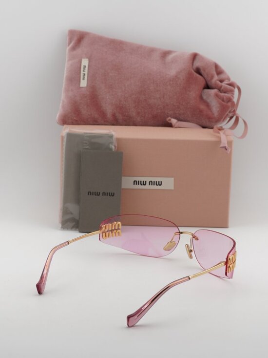 Miu Miu MUA51S 5AK90Y Rectangle Sunglasses – Gold\\ Pink main image 6